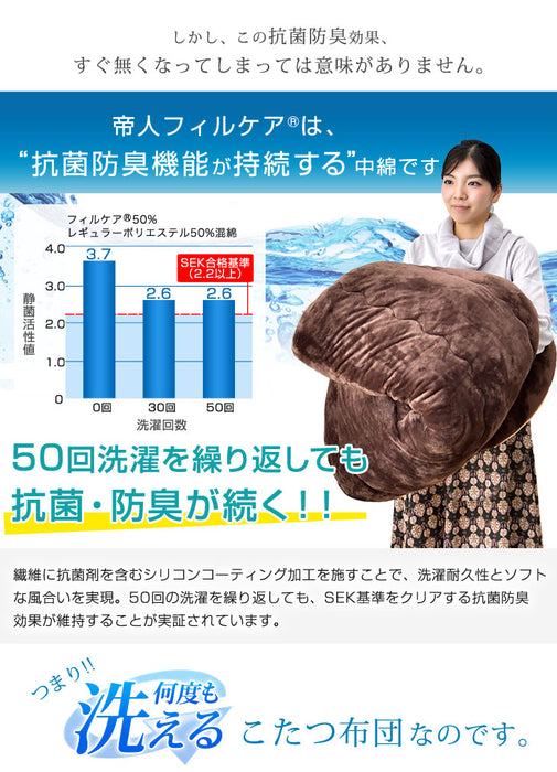 150×80cm 手触り抜群！丸洗いもOK！ こたつテーブル + 掛布団 ２点セット フランネル 【超大型商品】〔21300267〕