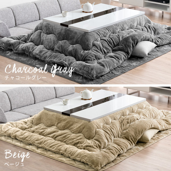 ［3点セット］速暖2秒! ハイグロス こたつ ＋ とろりん掛敷 105×75cm 600Wハロゲンヒーター 手元コントローラー 長方形 こたつ 掛布団 敷布団〔09140736〕