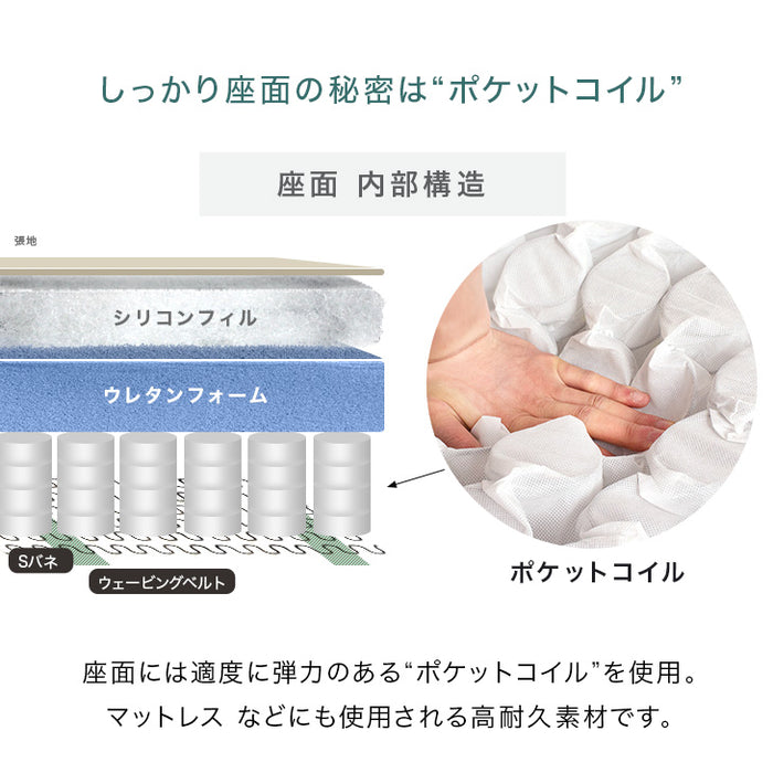 ［幅202cm］3人掛け カウチソファ ヘッドレスト付 カバーリング ハイバック ポケットコイル レザー ソファ  【超大型商品】〔31200006〕