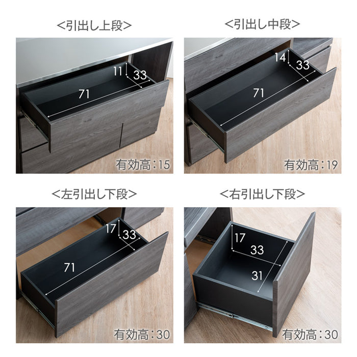 [幅120] 日本製 キッチンカウンター ステンレス天板 完成品 食器棚 ステンレス キッチンボード レンジ台【搬入設置込み】【超大型商品】〔99901217〕