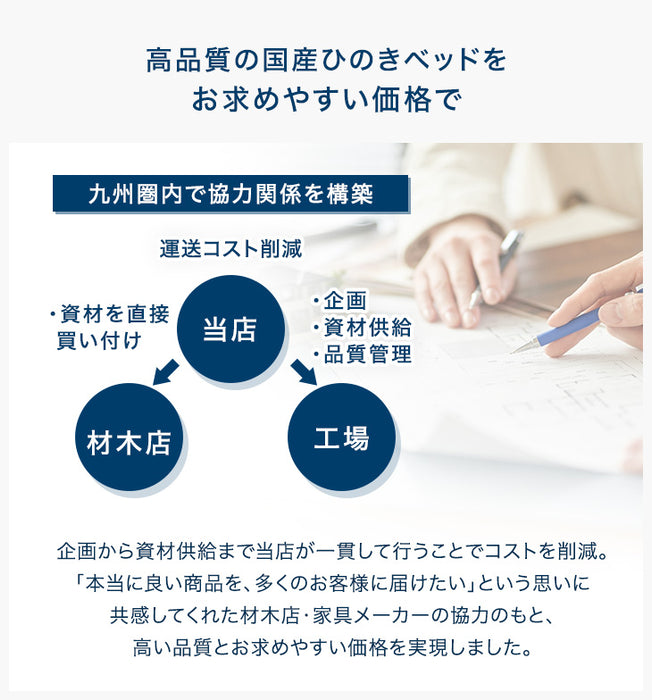 九州産ひのき使用 二段ベッド 大川家具 抗菌・抗ウィルス塗装 分離可能 木製 はしご 耐荷重500kg すのこ 【超大型商品】〔51300014〕