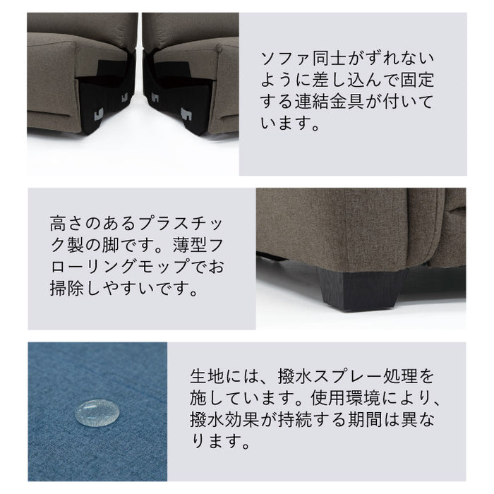 3人掛け 電動リクライニング ソファ 撥水 高耐久 ファブリック【超大型商品】【搬入設置込み】〔78200005〕