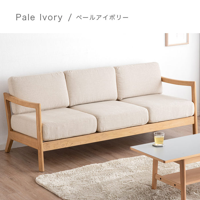 [幅181cm] 木肘ソファ 3人掛け 天然木フレーム ファブリック 北欧　【超大型商品】〔73200003〕