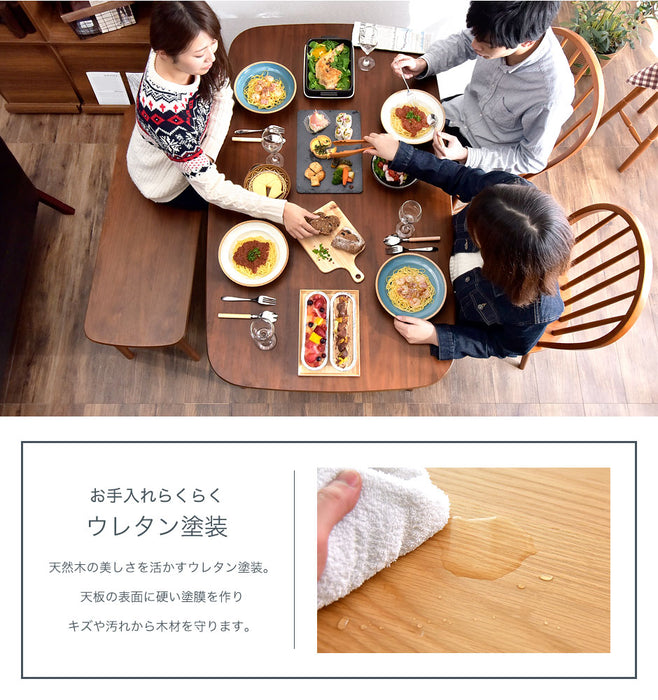 ［幅135㎝］4人掛け ダイニングテーブル＋チェア＋ベンチ 4点セット 長方形  チェア 天然木 〔49600025〕