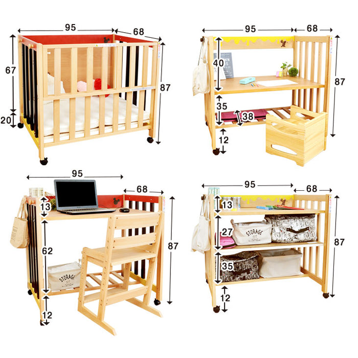 国産 5way ベビーサークル 日本製 大川家具 ベビーベッド ディズニー〔17010087〕