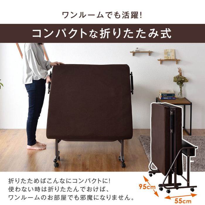 [シングル] 宮付き リクライニングベッド コンセント付き 14段 高反発 折りたたみベッド  〔17700092〕