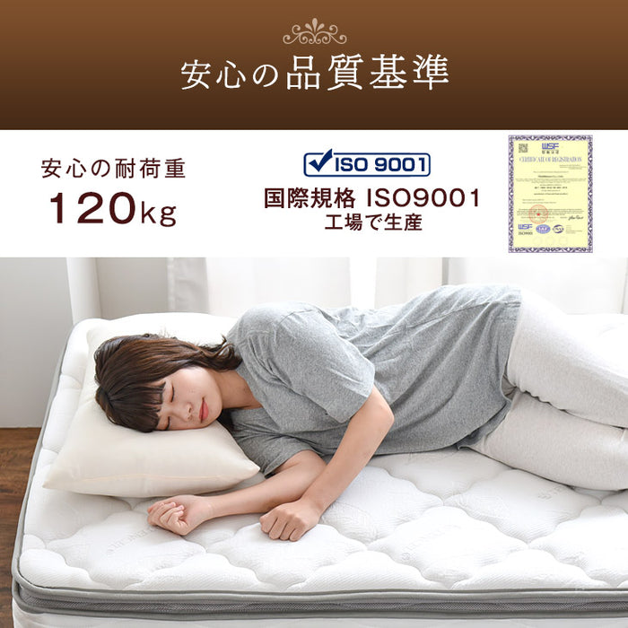 [シングル] 脚付きマットレス ポケットコイル ピロートップ付 圧縮梱包 〔17800117〕