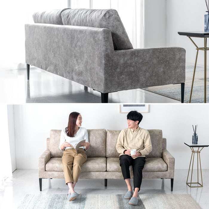 3人掛け 幅198cm ソファ ヌバック調 鉄脚【超大型商品】〔33010140〕