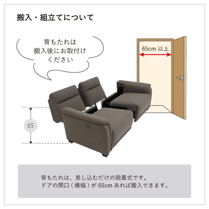 3人掛け 電動リクライニング ソファ 撥水 高耐久 ファブリック【超大型商品】【搬入設置込み】〔78200005〕