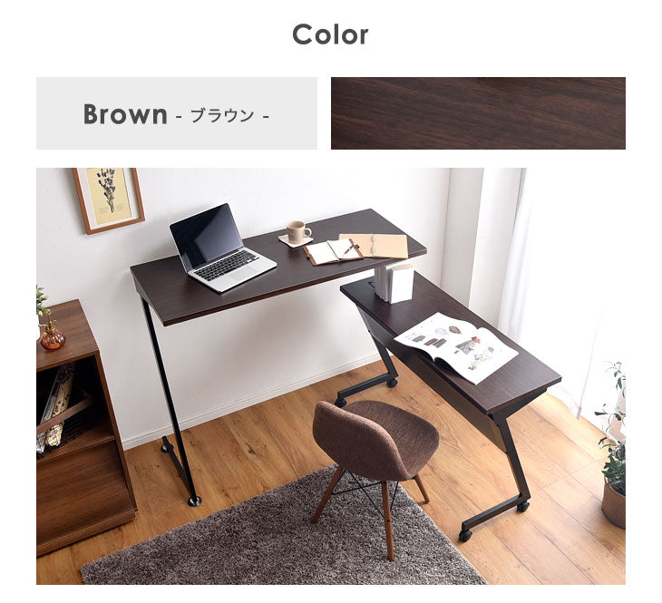 ハイ＆ロー ツインデスク 幅120-200 回転式 L字 スタンディングデスク デスク パソコンデスク オフィス 机 在宅ワーク〔56800003〕