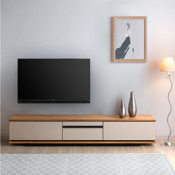 テレビ台 180cm 完成品 日本製 ロータイプ 木目調 レザー調 収納棚【超大型商品】〔24900077〕