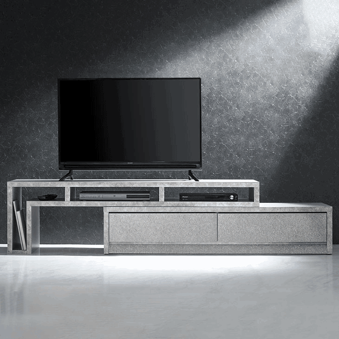 ［幅155-260］伸縮式 テレビ台 セラミック調 完成品 ローボード おしゃれ 日本製〔20010005〕