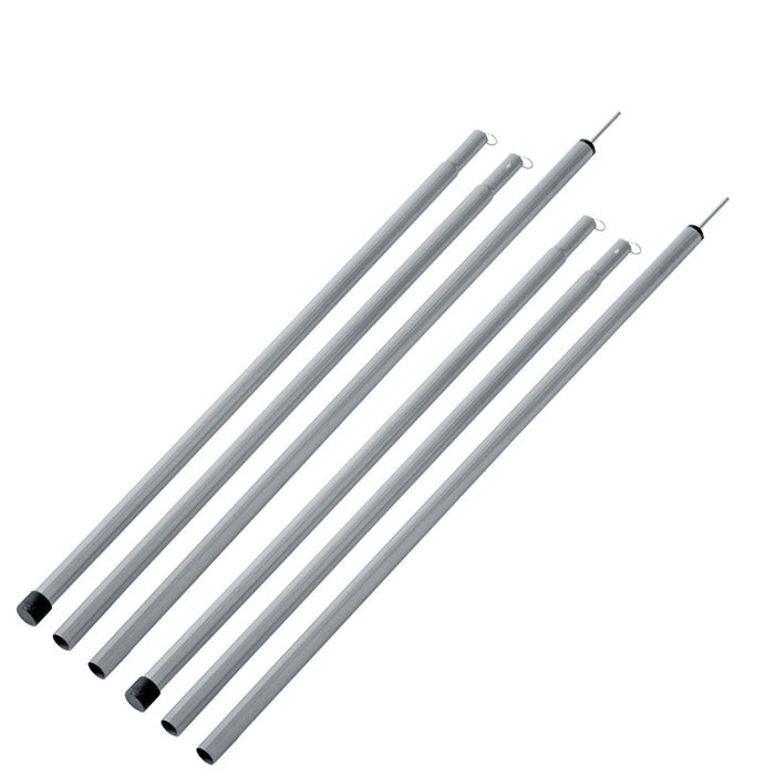 高さ調節2段階 テントポール 2本セット ジョイント式 スチール製 3本連結 195cm 直径19mm 収納袋付き〔44400011〕