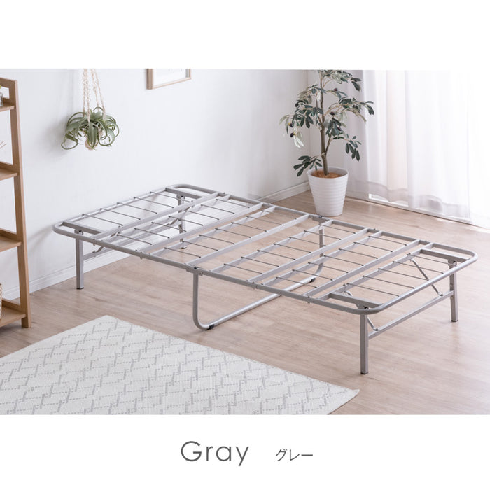 ［シングル］パイプベッド フレーム単品 頑丈設計 耐荷重200kg 折りたたみ メッシュ構造 スチール コンパクト収納 〔21300131〕