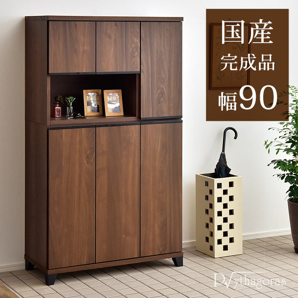 幅90cm シューズボックス 日本製 完成品  消臭・脱臭機能付 ピタゴラス 【超大型商品】〔24900009〕