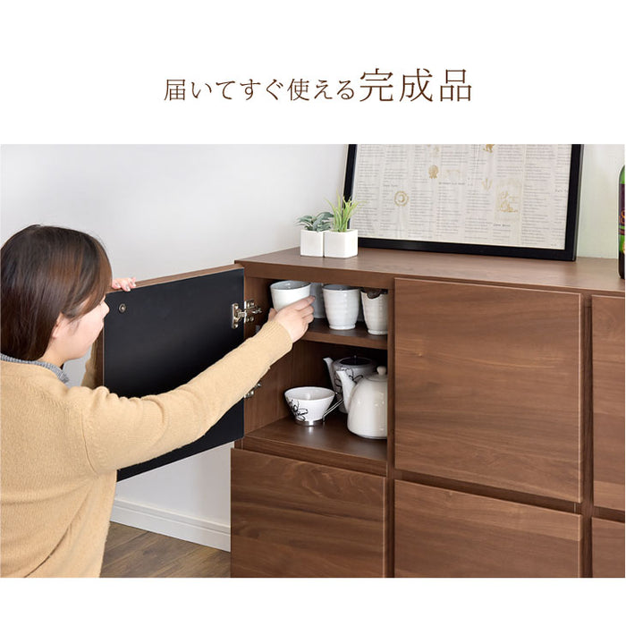 幅110㎝ 3列2段 大川家具 国産 完成品 木製 収納 キッチン【超大型商品】〔24900011〕
