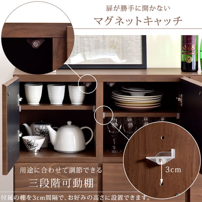 幅110㎝ 3列2段 大川家具 国産 完成品 木製 収納 キッチン【超大型商品】〔24900011〕