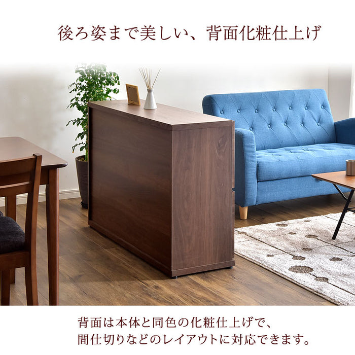 幅110㎝ 3列2段 大川家具 国産 完成品 木製 収納 キッチン【超大型商品】〔24900011〕