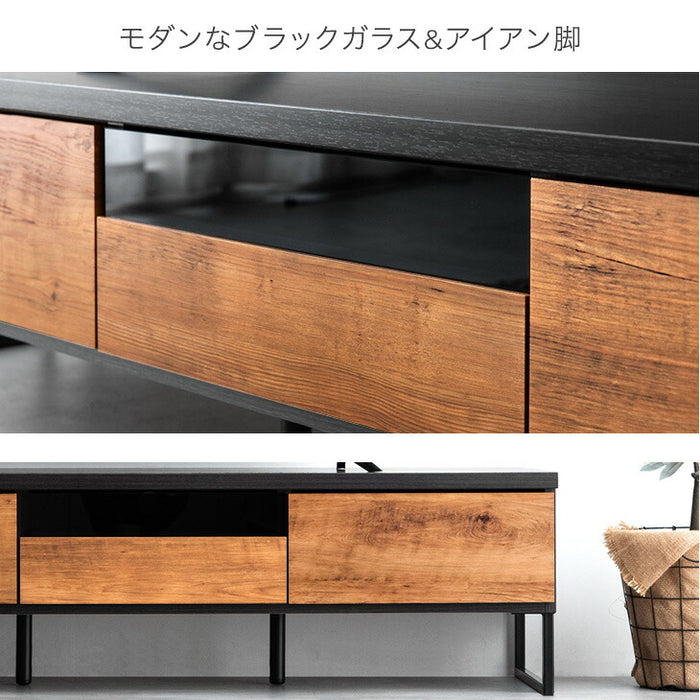 幅150cm 国産 完成品  ヴィンテージ調テレビ台 ロ－タイプ【超大型商品】 〔24900080〕