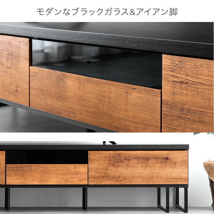 ［幅180cm］ ヴィンテージ調テレビ台 国産 完成品  引き出し付 【超大型商品】〔24900081〕