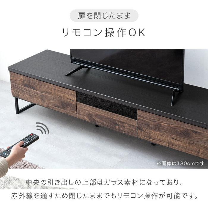 ［幅210cm］ヴィンテージ調テレビ台 国産 完成品  引き出し付【玄関渡し】【超大型商品】〔24900082〕