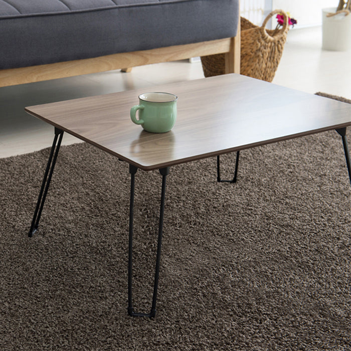 テーブル 折りたたみ 60cm おしゃれ 北欧 コンパクト ブラウン メラミン樹脂 スチール 粉体塗装 座卓 机 センターテーブル 折りたたみテーブル 〔25110006〕
