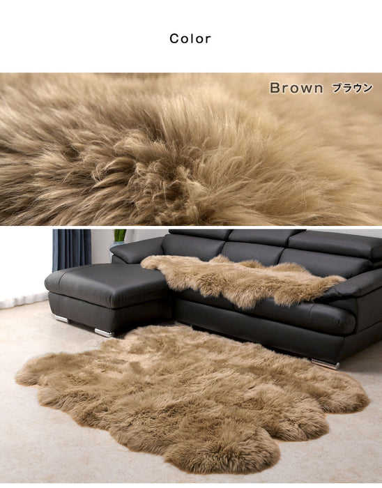 ムートンラグ 約140×180 日本製 厚手 抗菌 防ダニ 6匹物 洗濯できる 〔87250165〕