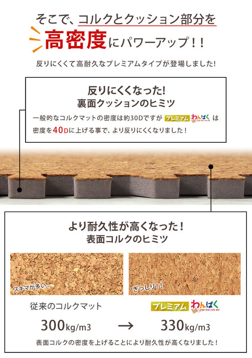 ［3畳］ジョイントマット 高密度 防音 抗菌 コルクマット 床暖房対応 低ホル サイドパーツ付〔31800008〕