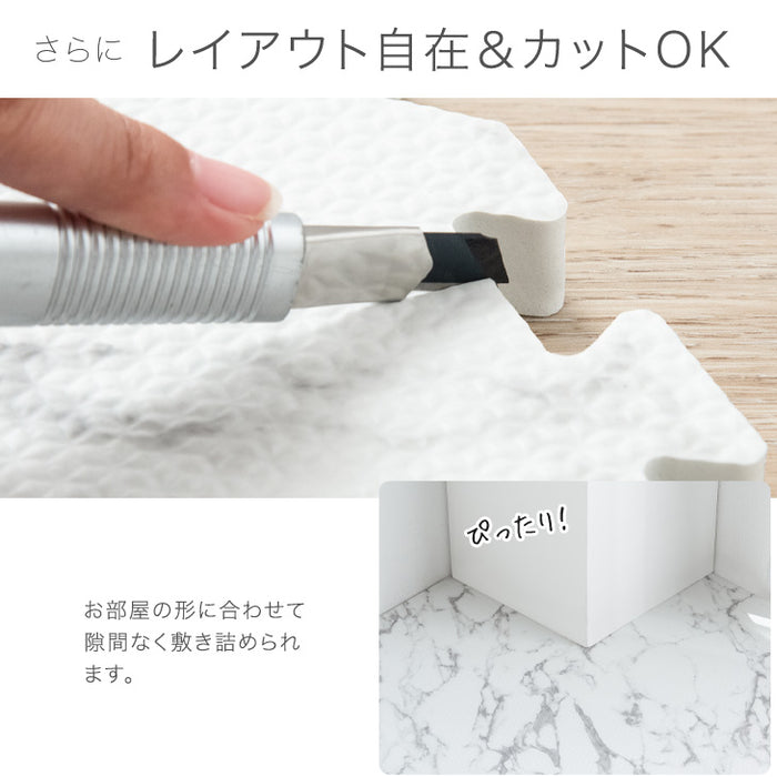 ［6畳］大理石調 ジョイントマット 32枚 厚み20mm 大判59cm 安全 防音 抗菌 防臭 洗える 床暖房対応〔31800016〕