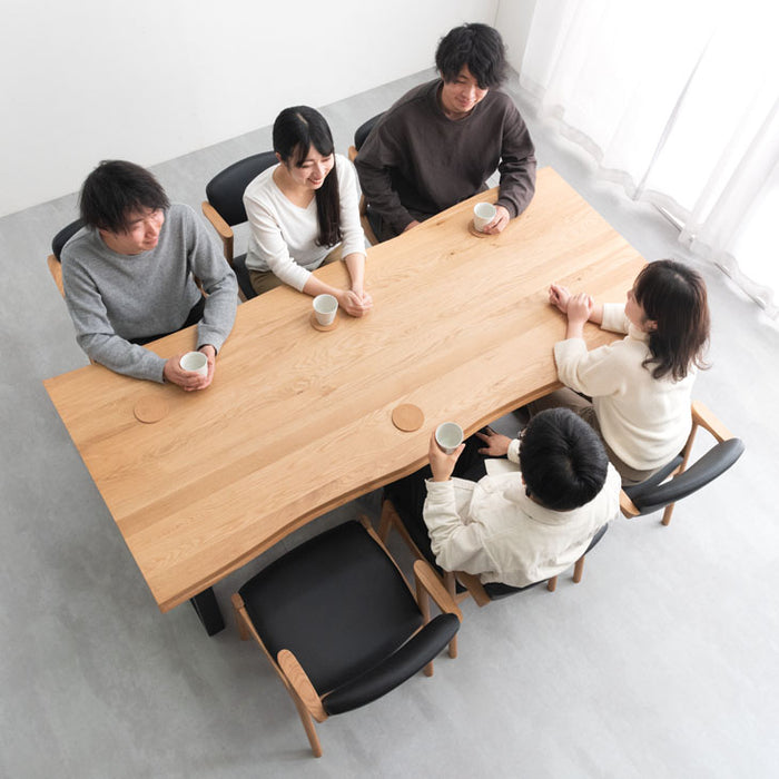 ［幅200］6人掛け ダイニングテーブル7点セット オーク無垢 チェア6脚【玄関渡し】【超大型商品】〔99901236〕