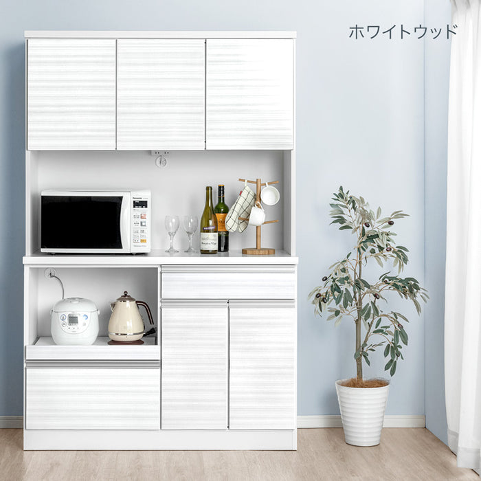 ［幅120］国産 食器棚 完成品 コンセント付き 大型レンジ対応 キッチンボード レンジ台 キッチンラック  木製【玄関渡し】【超大型商品】〔33010167a〕