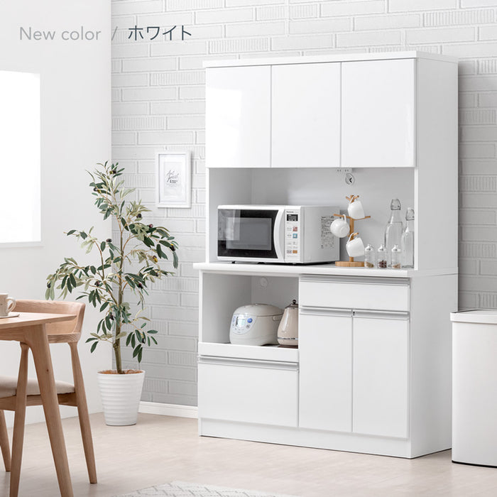 ［幅120］国産 食器棚 完成品 コンセント付き 大型レンジ対応 キッチンボード レンジ台 キッチンラック  木製【玄関渡し】【超大型商品】〔33010167a〕