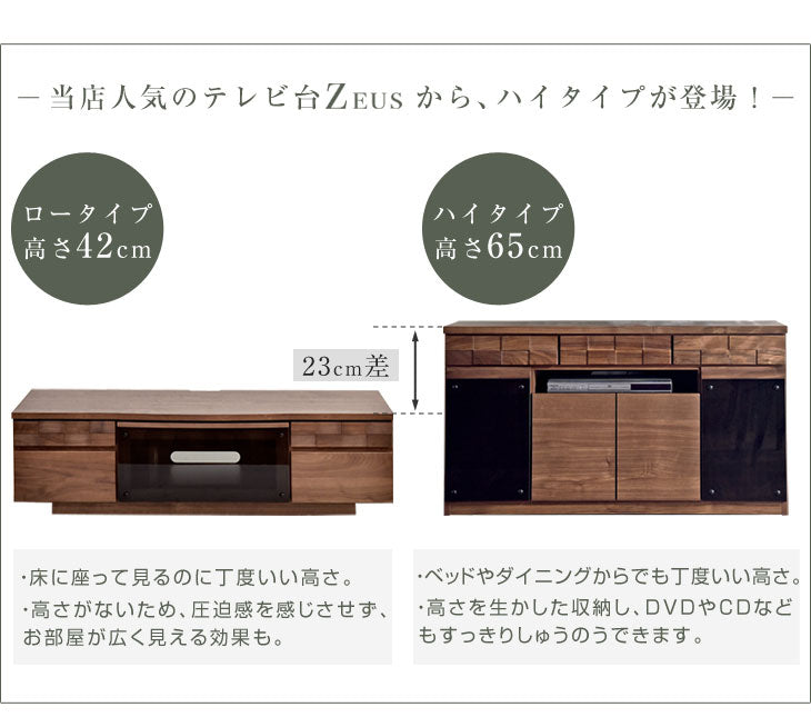 ［幅120］完成品 ハイタイプ テレビ台 国産 無垢材 木製 日本製 北欧 おしゃれ テレビボード【超大型商品】〔36800006〕