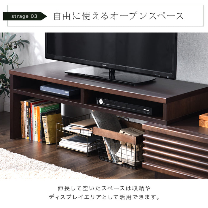 ［幅110-210cm］テレビ台 国産 完成品 アルダー無垢 伸縮式 *ダリア-TG*〔38700023〕