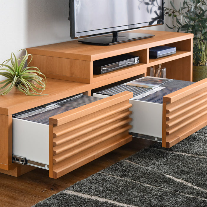 ［幅110-210cm］テレビ台 国産 完成品 アルダー無垢 伸縮式 *ダリア-TG*〔38700023〕