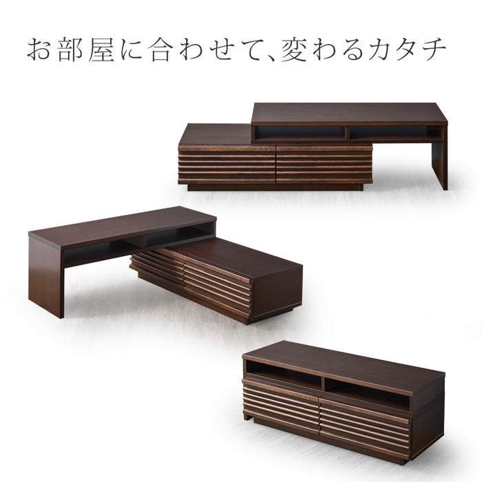 ［幅110-210cm］テレビ台 国産 完成品 アルダー無垢 伸縮式 *ダリア-TG*〔38700023〕
