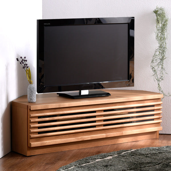 幅100cm アルダー無垢 国産 完成品 コーナーテレビ台 ナチュラル ブラウン *ダリア-TG* 〔38700021〕