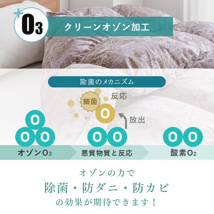 [ダブル] 羽毛布団 増量1.7kg マザーグースダウン95％ CILブラックラベル 立体キルト 440dp以上 かさ高180mm以上  超長綿60サテン 日本製〔39100020〕