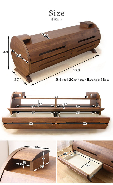 ［幅120］大川家具 テレビ台 完成品 収納 国産 アルダー 無垢材 木製 日本製 北欧 おしゃれ テレビボード【超大型商品】〔39600006〕