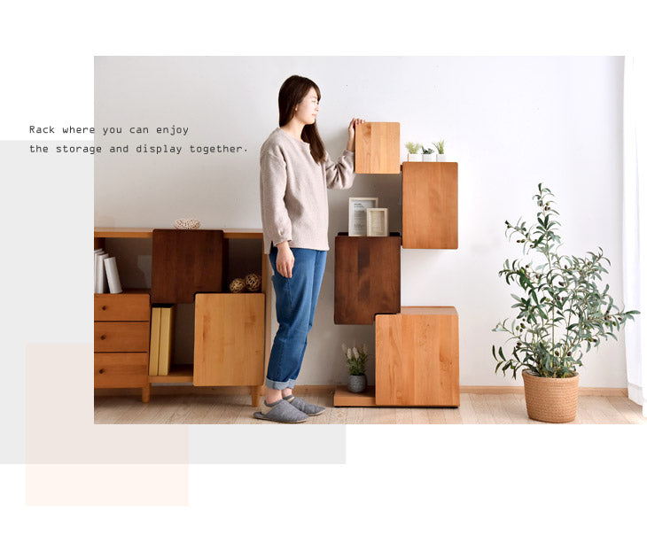 国産 完成品 シェルフ 幅60 奥行30 木製 アルダー 大川家具 棚 リビング 収納 本棚 北欧 扉 棚 ラック 無垢 飾り棚 日本製 【超大型商品】〔39600011〕