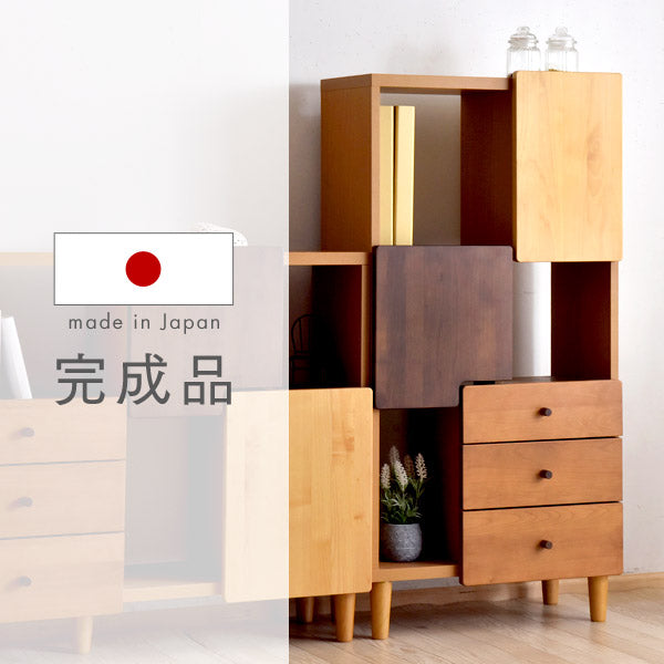 国産 完成品 キャビネット 木製 扉付 本棚 サイドボード 幅60 アルダー 大川家具 リビング 収納 飾り棚 日本製 【超大型商品】〔39600012〕