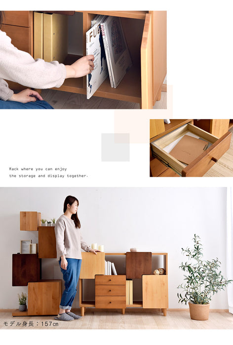国産 完成品 収納棚 扉付き サイドボード 幅115 木製 アルダー 大川家具 リビング 収納 本棚 北欧 扉 棚 ラック 飾り棚 日本製 【超大型商品】〔39600013〕