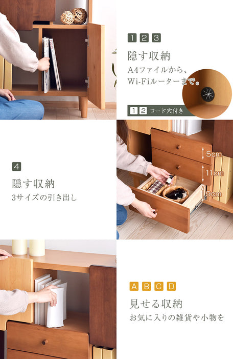国産 完成品 収納棚 扉付き サイドボード 幅115 木製 アルダー 大川家具 リビング 収納 本棚 北欧 扉 棚 ラック 飾り棚 日本製 【超大型商品】〔39600013〕