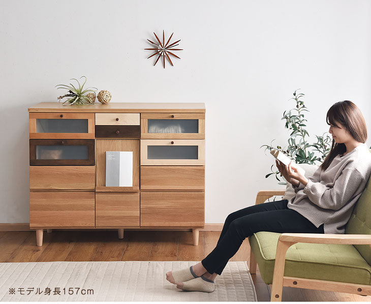 国産 完成品 キャビネット 幅120 木製 大川家具   【超大型商品】 〔3960001400〕