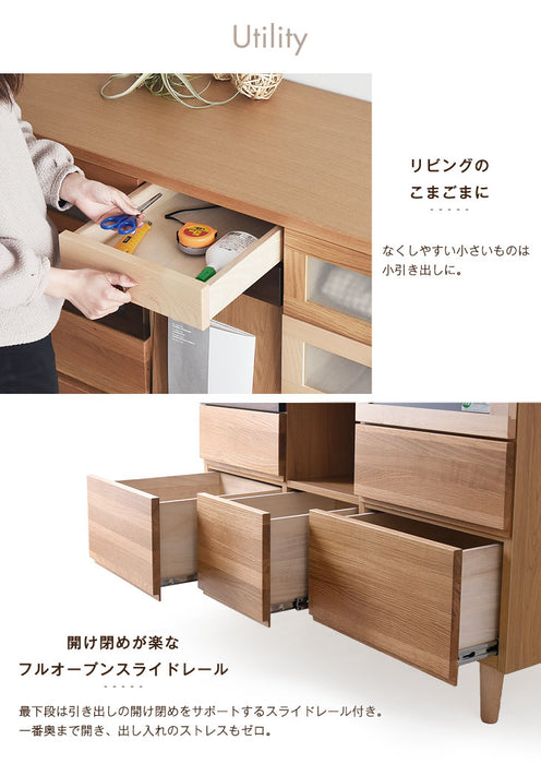 国産 完成品 キャビネット 幅120 木製 大川家具   【超大型商品】 〔3960001400〕