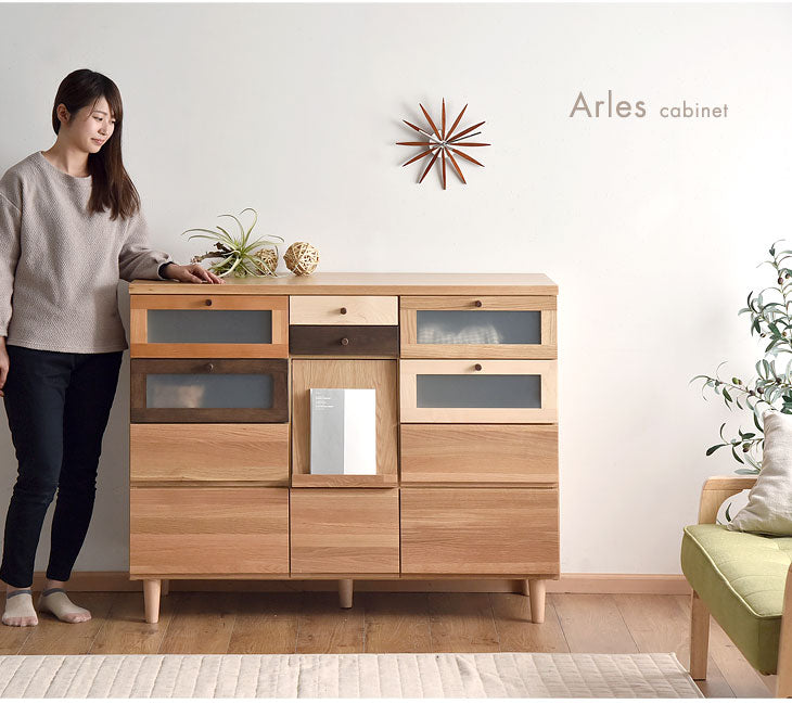 国産 完成品 キャビネット 幅120 木製 大川家具   【超大型商品】 〔3960001400〕