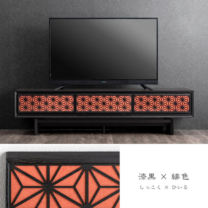 幅180cm 組子調デザイン テレビ台 国産 完成品 和風モダン【搬入設置込み】【超大型商品】〔99901227〕