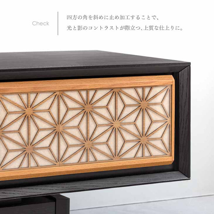 幅180cm 組子調デザイン テレビ台 国産 完成品 和風モダン【搬入設置込み】【超大型商品】〔99901227〕