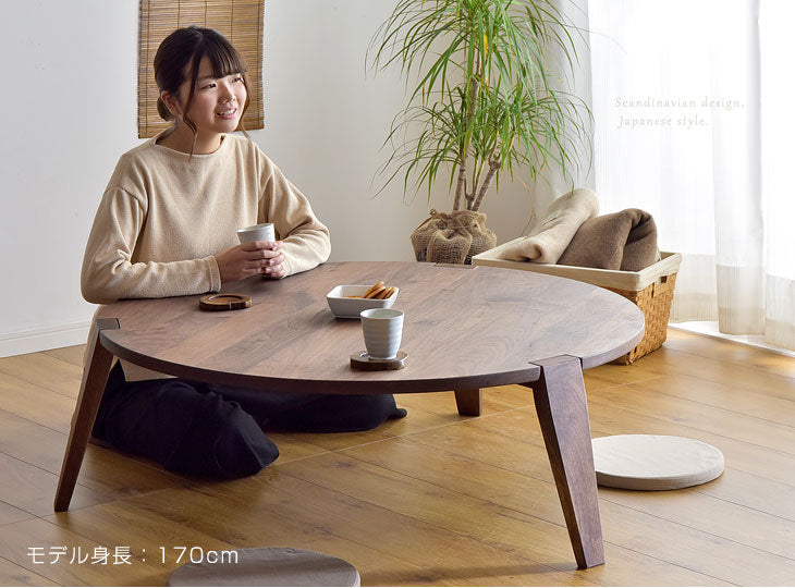 ［幅100cm］ローテーブル 円形 国産 木製 大川家具 センターテーブル【超大型商品】〔42600006〕