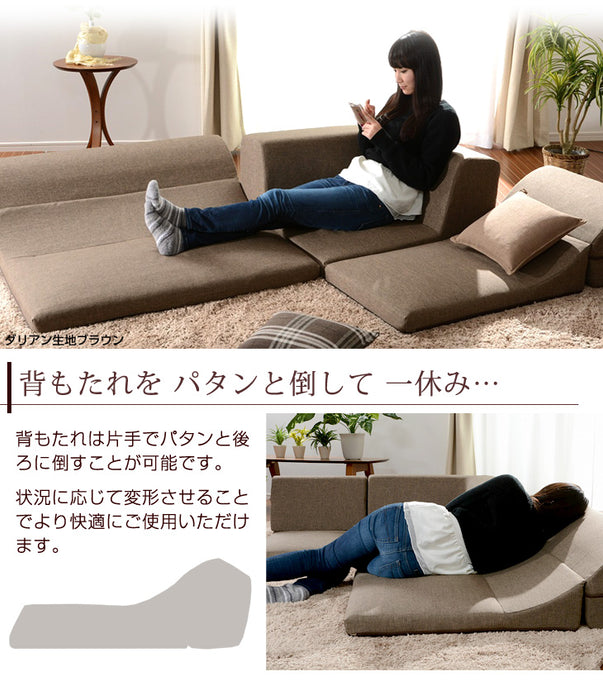 3人掛け ローソファー3点セット ( 1P + 2P + コーナー )  日本製 こたつ用〔44030054〕